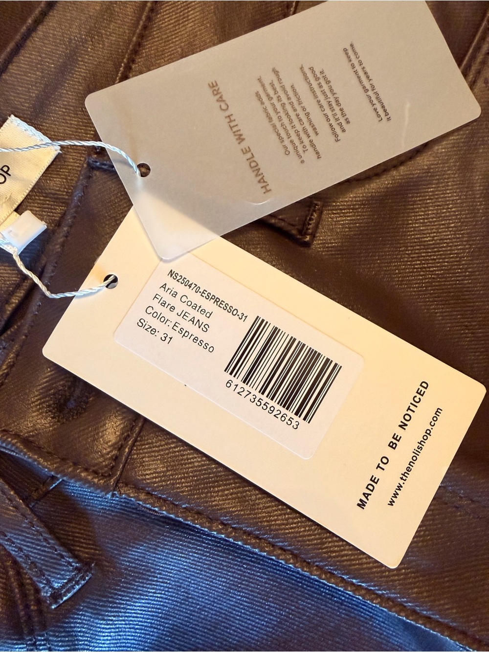 Noli Chocolate Brown Leather Flare Jeans - Picture 6 of 6